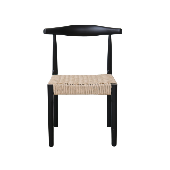 Silla de comedor Roble Negro - Gouzon - Asiento tejido de cuerda