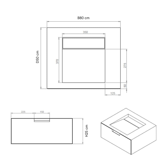 Bathroom cabinet Loudun - Single sink - White Travertine - 80 cm