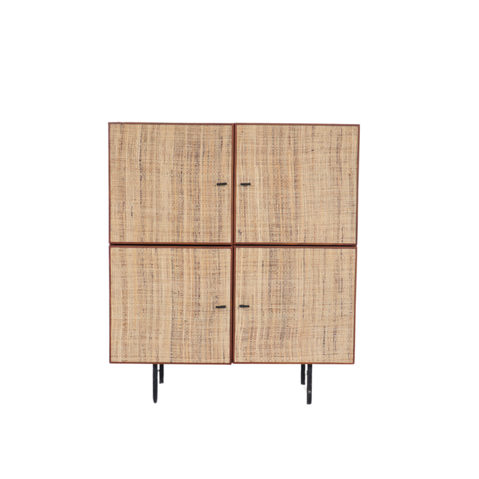 Mark tall sideboard with walnut raffia doors