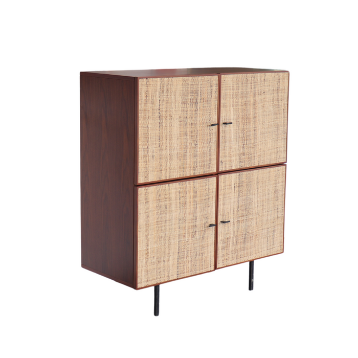 Mark tall sideboard with walnut raffia doors