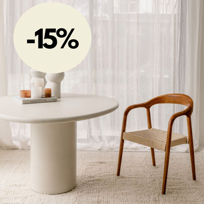 Silla de comedor - Muret - Asiento de cuerda tejida - Nogal claro