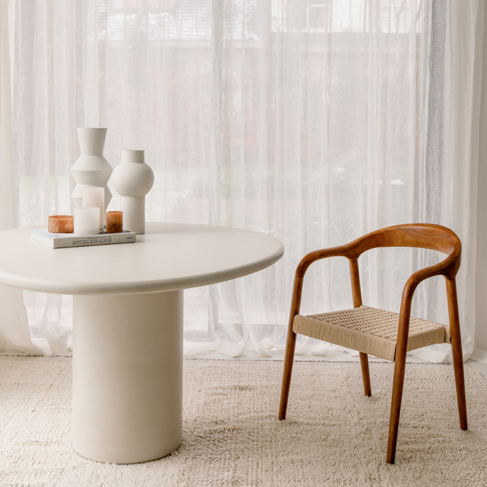 Silla de comedor - Muret - Asiento de cuerda tejida - Nogal