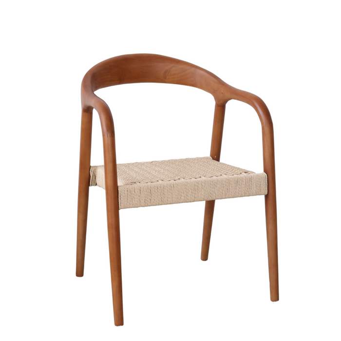 Silla de comedor - Muret - Asiento de cuerda tejida - Nogal