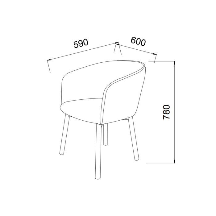 Dining Chair Nox - Dark Walnut Color - Sandstone Spotted Weave