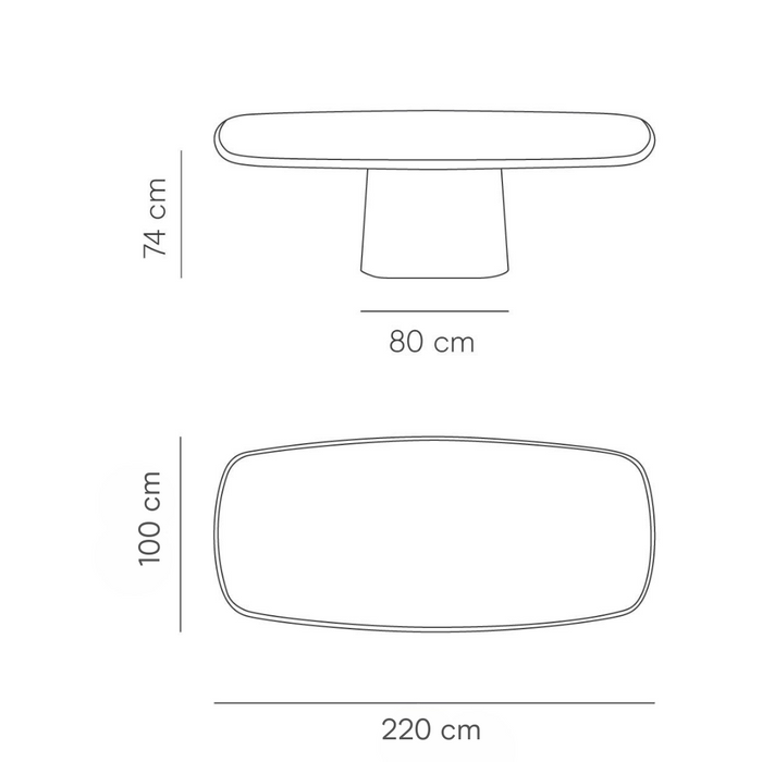 Rechteckiger Esstisch Lorient - Rauchholzgestell - Grauer Travertin - 240 cm oder 220 cm