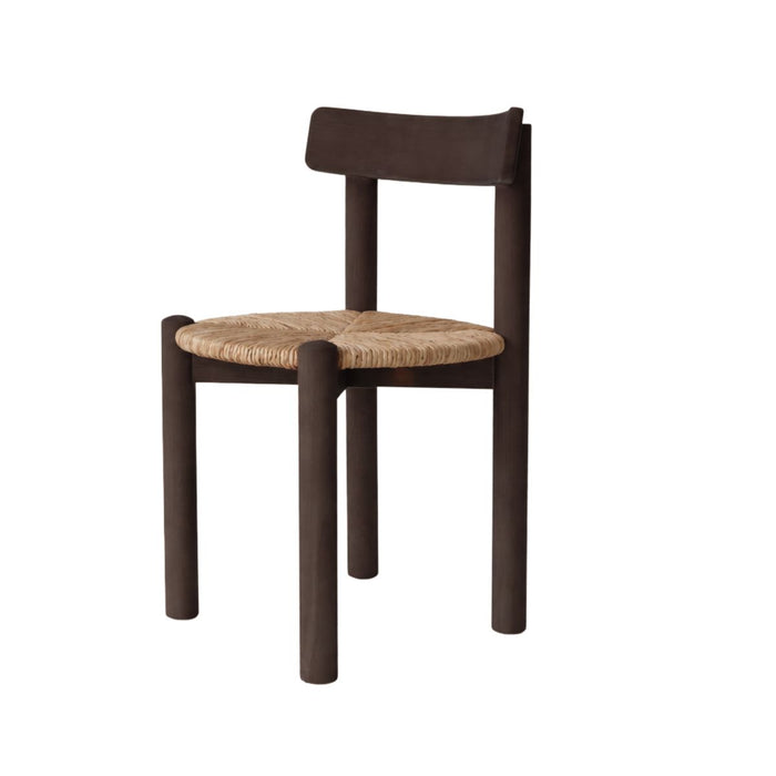 Chaise de salle à manger Arlo - Smoke - Assise tissée couleur naturelle