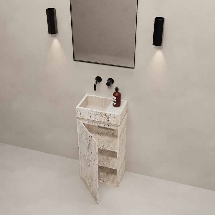 Quimper - Hand Washer - White Travertine - 40 cm x 25 cm