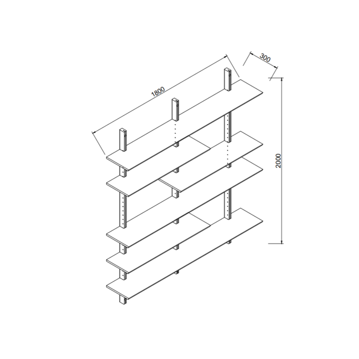 Wandregal Vari – B180 T30 H200 – Dunkle Walnuss