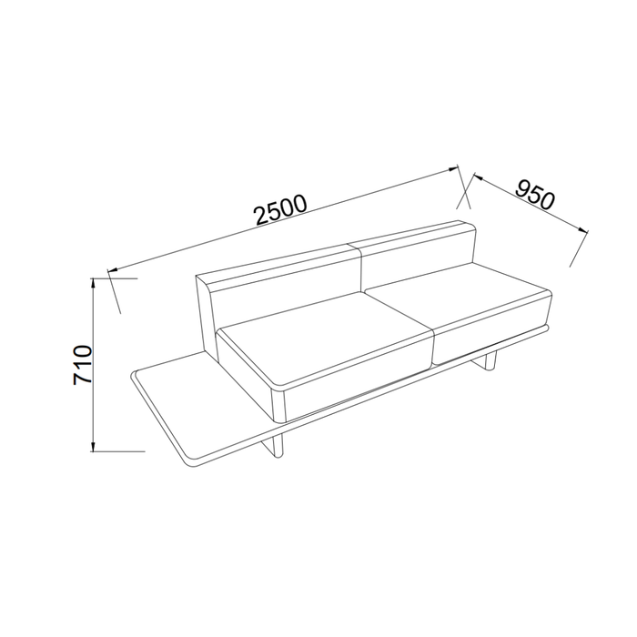 Sofa Daro - 250 cm - Coffee bean color - Fabric seat spotted sandstone weave