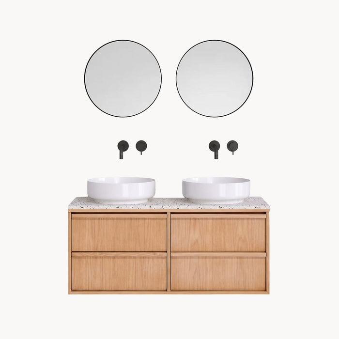 Fien bathroom set - 120 cm - White Terrazzo with Alexis porcelain washbasins