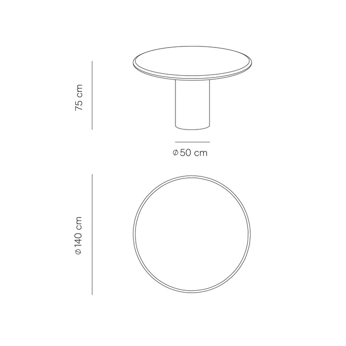 Nana - Round Dining Table - Travertine - White - 140 cm