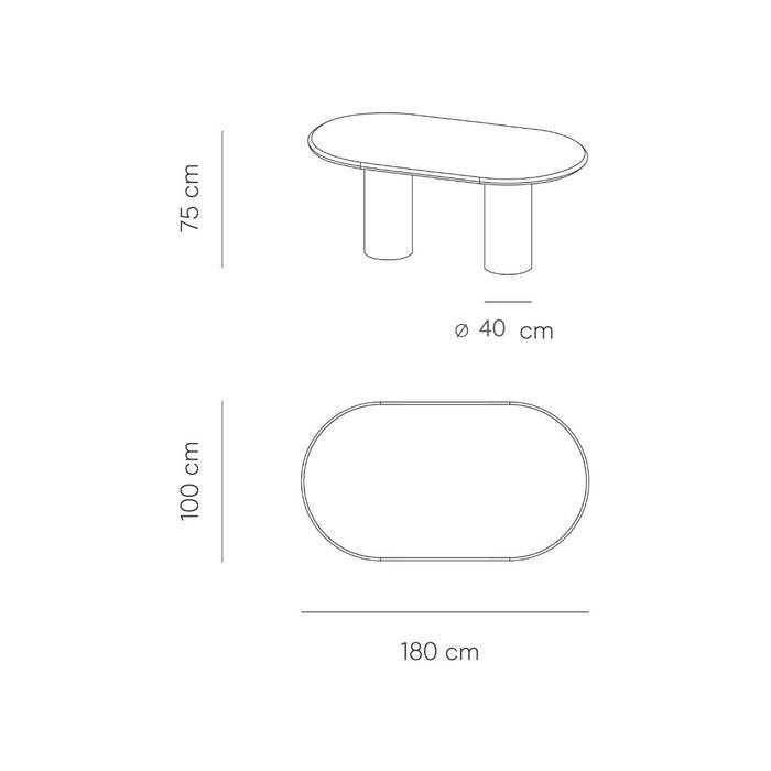 Mesa de comedor ovalada con patas redondas - Kimberly - Microskin