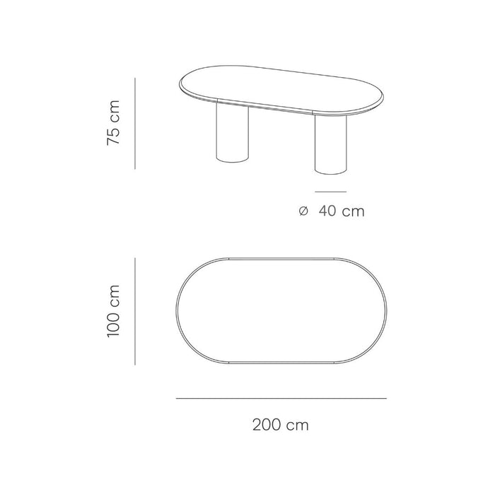 Mesa de comedor ovalada con patas redondas - Kimberly - Microskin