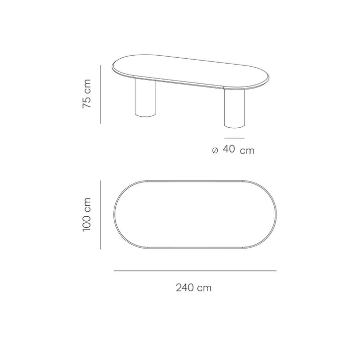 Mesa de comedor ovalada con patas redondas - Kimberly - Microskin