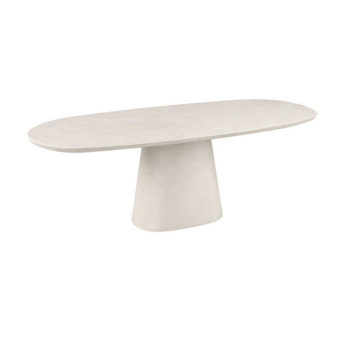 Table à manger ovale Honfleur B240 D98 H75 - Latte MicroSkin - Bord biseauté