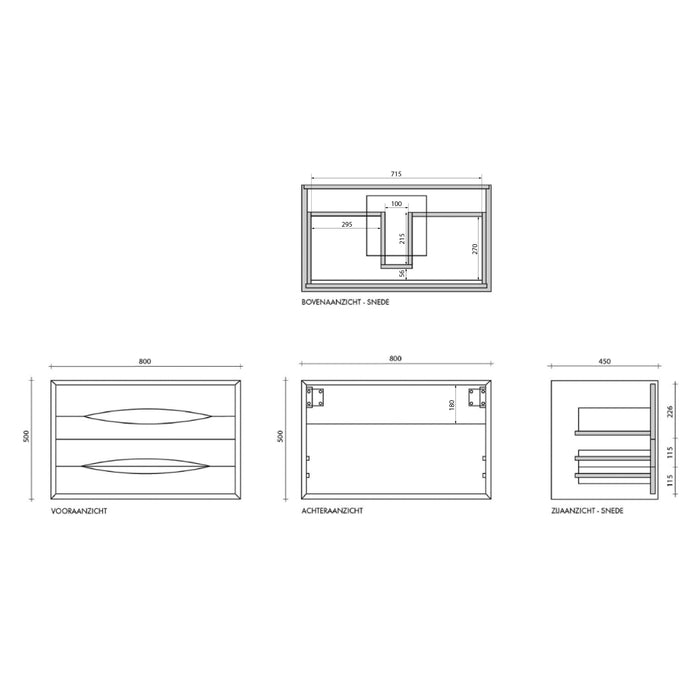 Mueble de baño Mid-Century de teca - Bill - 80 cm