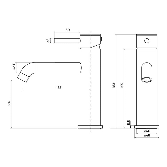 Grifo para lavabo - Knox - Cromo - 18 cm