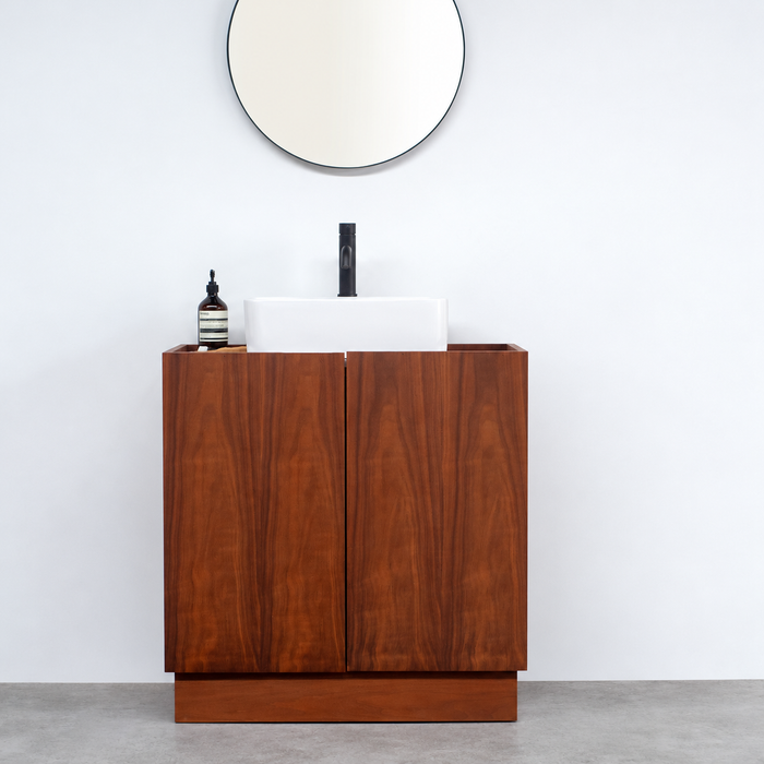 Felix walnut bathroom vanity unit with white marble basin Alexis VI 84 cm