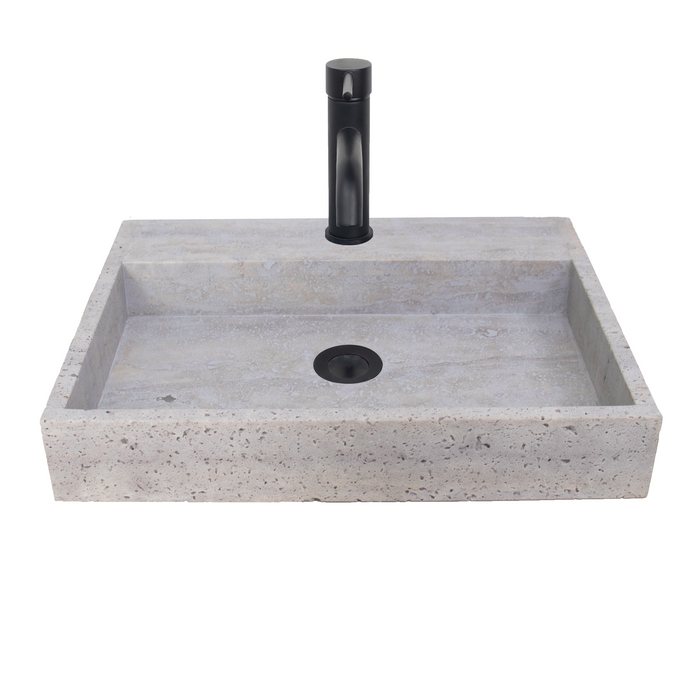 Fregadero de mármol George con orificio para grifo - Arenisca gris - Travertino