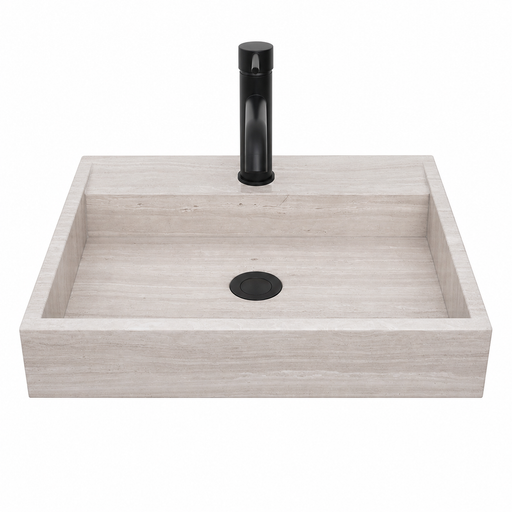 Wastafel badkamerGeorge met kraangat - Beige marmer -furnified-vooraanzicht