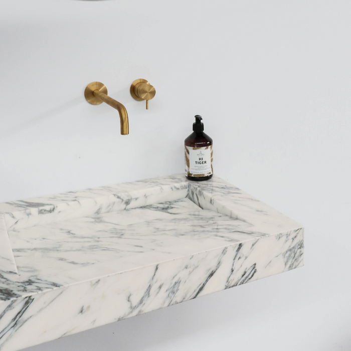 Floating washbasin - Remy - White Grained Marble - 65 cm