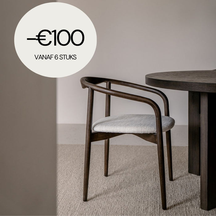 Silla de comedor Ely - Asiento rectangular de tela - Smoke - Madera de fresno