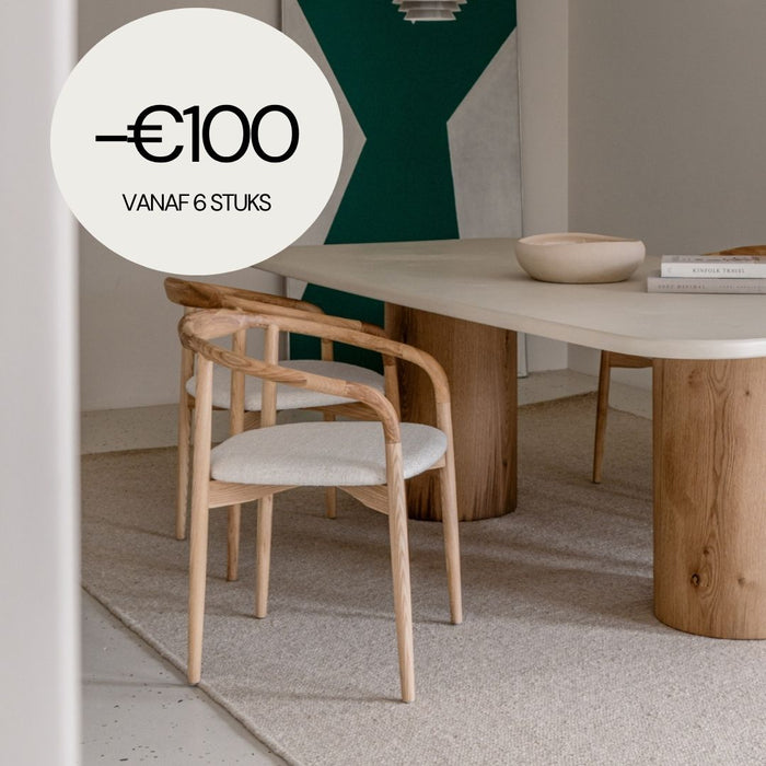 Silla de comedor Ely - Asiento rectangular de tela - Roble