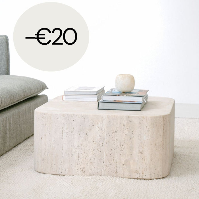 Travertin-Couchtisch Alba - Quadratisch - 80 cm - Runde Kante