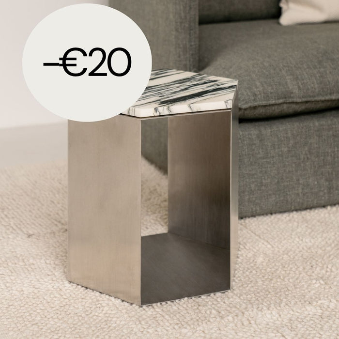 Mesa de centro de mármol Acero inoxidable – Hexágono - una elegante combinación de mármol y acero