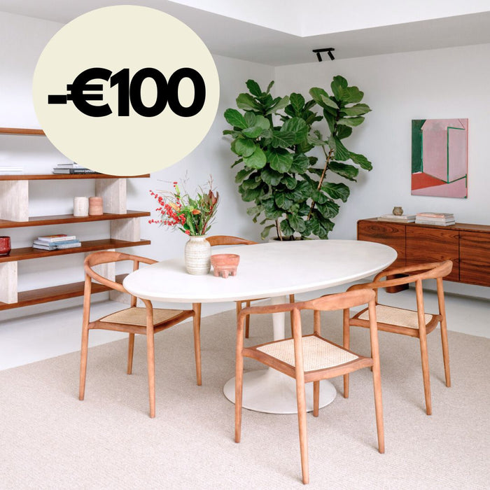 Eettafel Camille - 200 cm - Cloudy latte MicroSkin - Tulip vorm