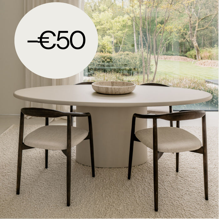 Table à manger ovale aspect béton - Dena - Latte - 220cm - StoneSkin