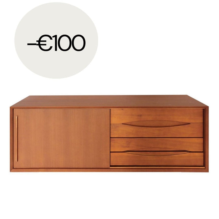Mueble de baño flotante retro Bill - Teca - 150 cm