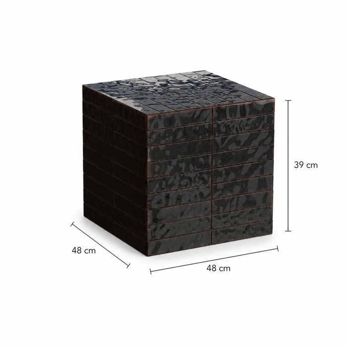 Coffee table Vence Black tiles - High - 39 cm