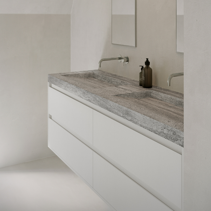 White wooden bathroom cabinet - ANN - White - 150 cm