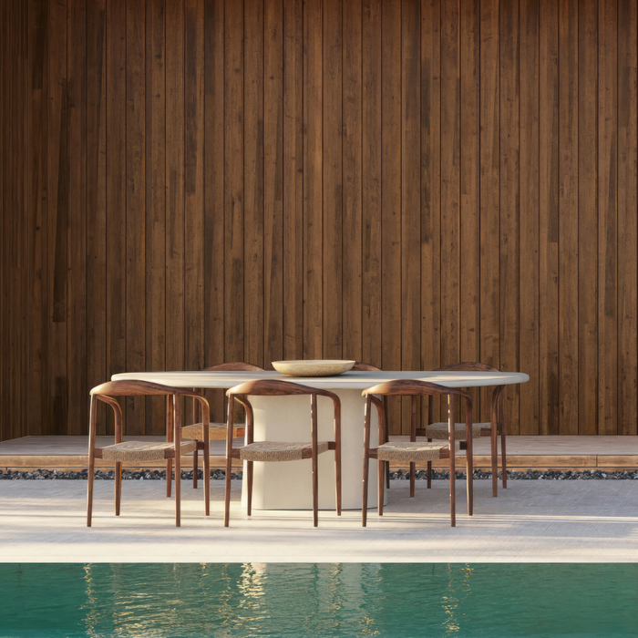 Mesa de jardín Anvers - 240 cm - Latte - Hormigón fibroso - Acabado de estructura