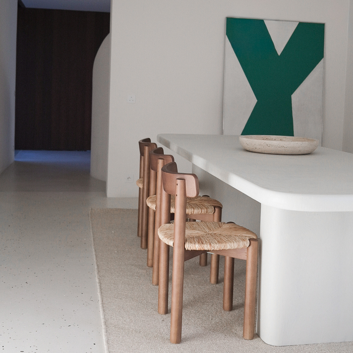 Silla de comedor Arlo - Nogal - Asiento tejido en color natural