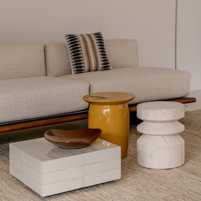 Salontisch Vence - Hellbeige Fliesen - Niedrig - 27 cm