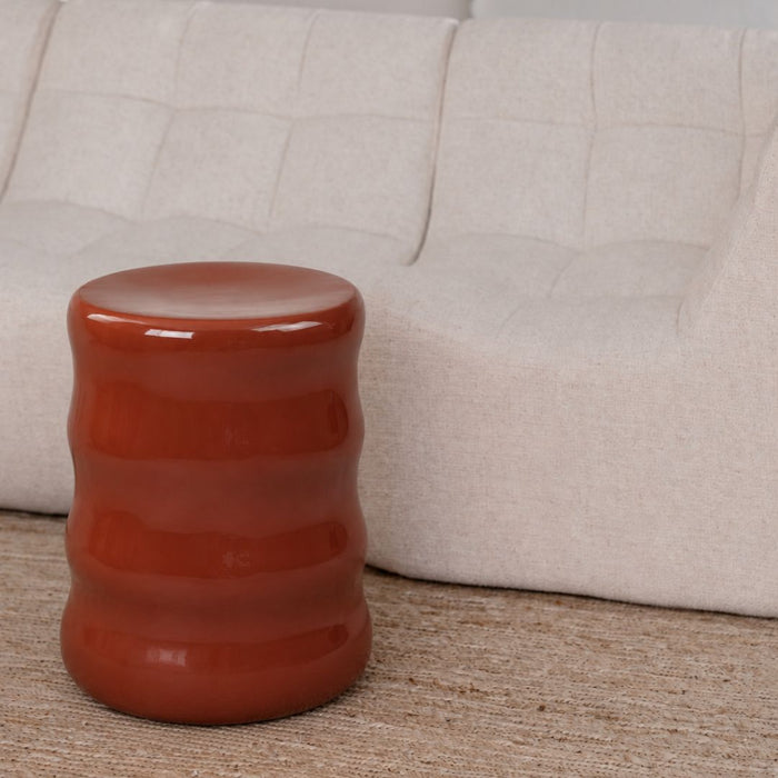 Pouf Leni – D29 × H34 cm – Céramique – Brun cuivré