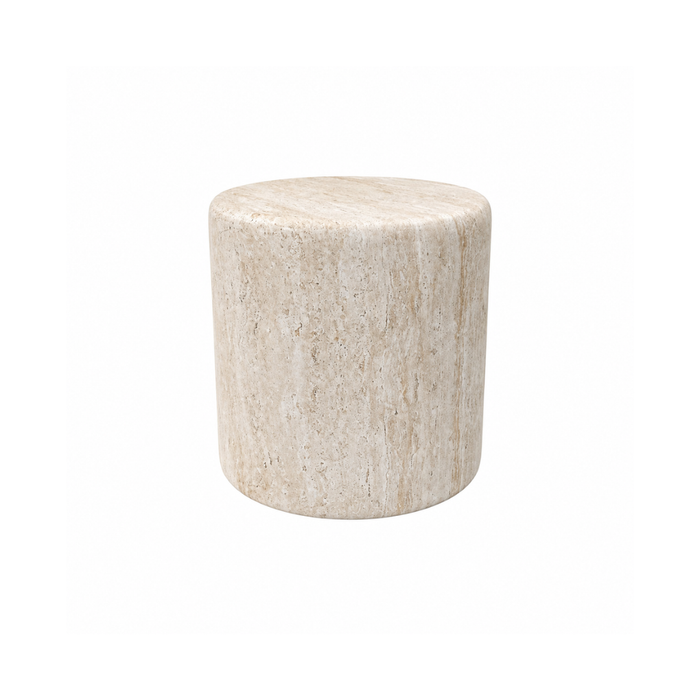 Mesa auxiliar Brisa - D46 H43 - Policompuesto - Travertino blanco