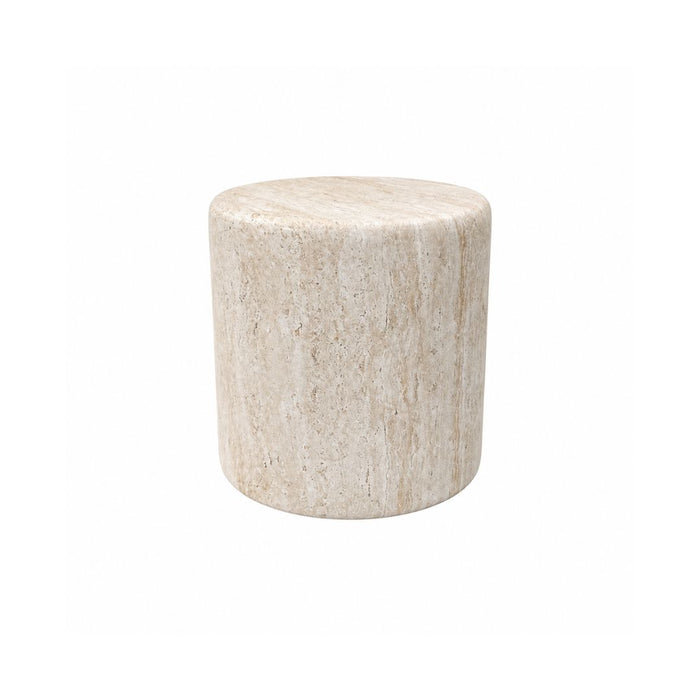 Mesa auxiliar exterior Brisa - D46 H43 - Policompuesto - Travertino blanco