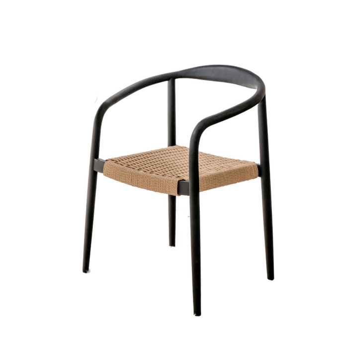 Silla de comedor Burnie - Madera de acacia negra - asiento de cuerda