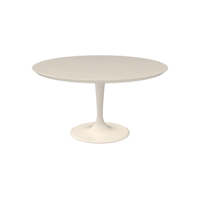 Mesa de comedor Camille – Mesa tulipán redonda en Latte StoneSkin – Ø140 cm | Mesa de comedor de diseño moderno