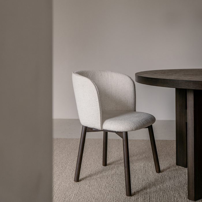 Esszimmerstuhl Celia - Smokeholzfarbe - Elfenbein Bouclé