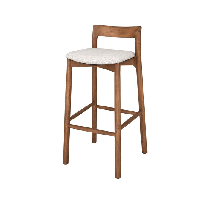 Taburete Charmes - Acacia nogal - Asiento de tela - Tejido moteado color arenisca - Altura del asiento 65 cm