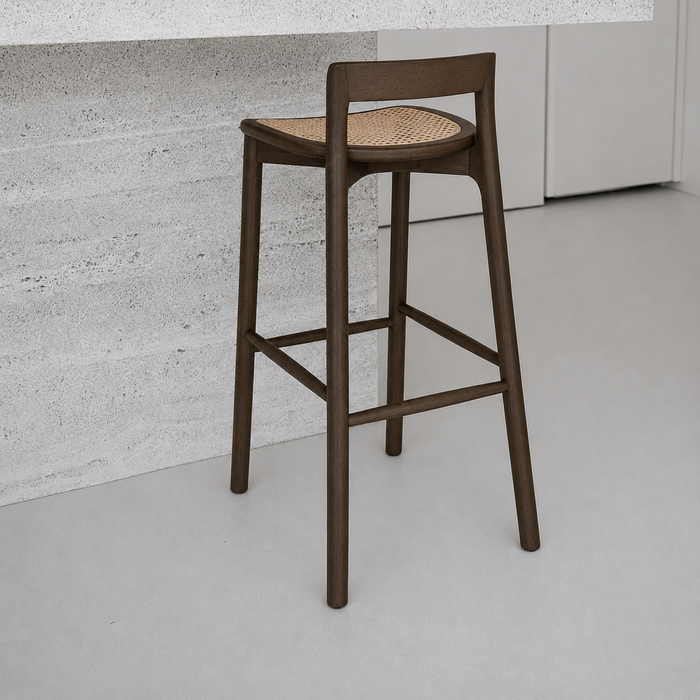 Taburete Charmes - Humo - Asiento de ratán - 65 cm de altura de asiento