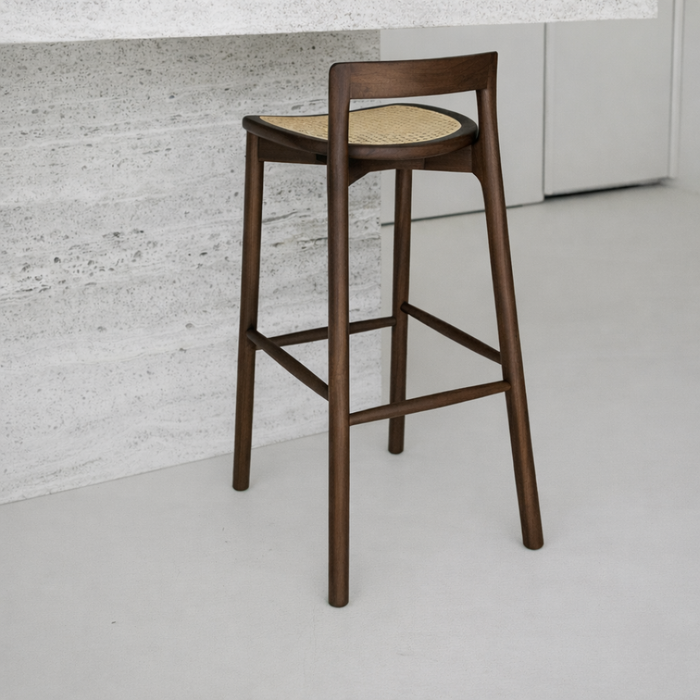 Bar stool Charmes - Smoke - Wicker seat - 65 cm seat height