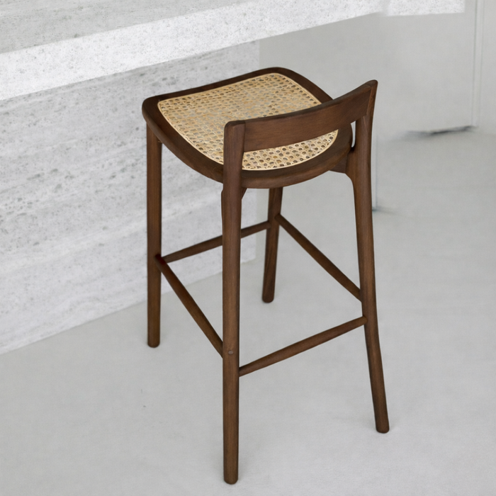 Bar stool Charmes - Smoke - Wicker seat - 65 cm seat height