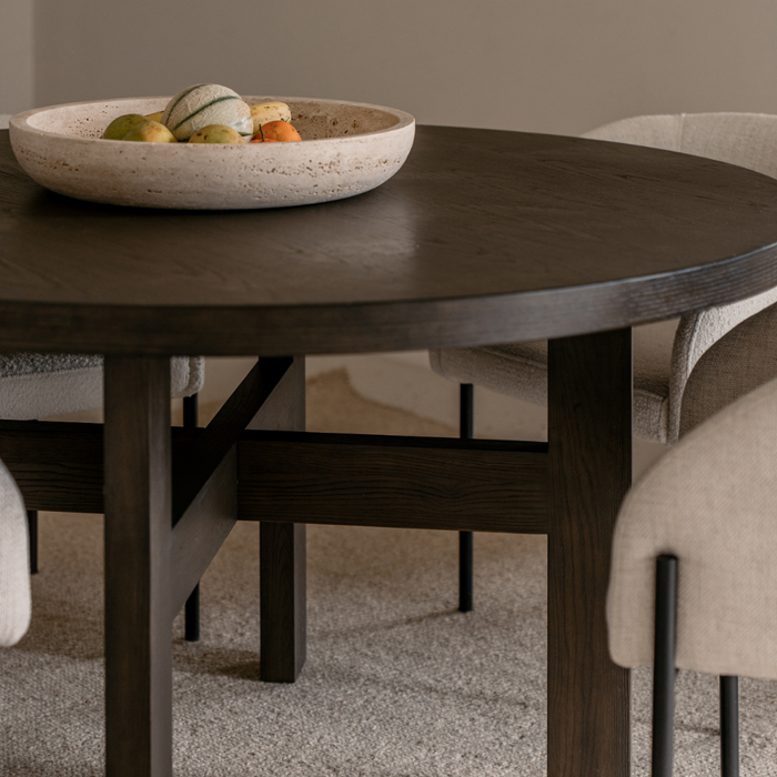 Victor - Round dining table – Ø140 – Smoke wood - Ash wood