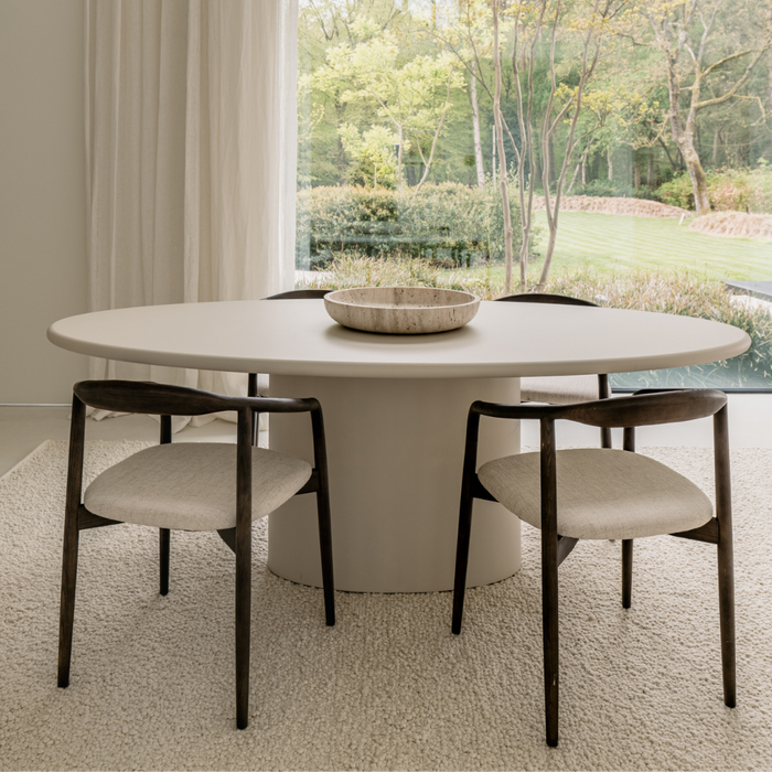 Table à manger ovale aspect béton - Dena - Latte - 220cm - StoneSkin