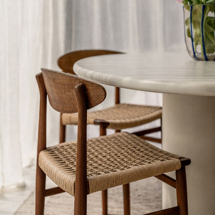 Chaise de salle à manger Tourcoing - Noyer foncé - Assise tressée